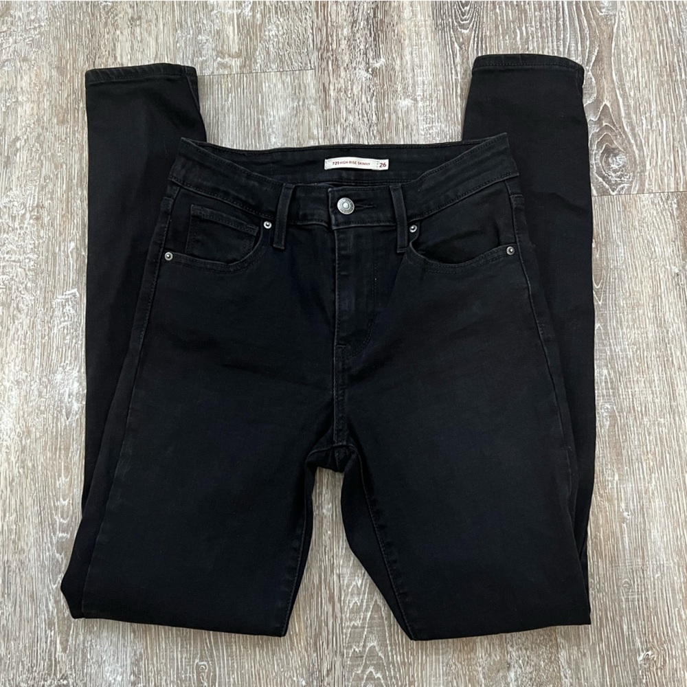 Levi’s 721 High Rise Skinny Black Jeans Size 26
